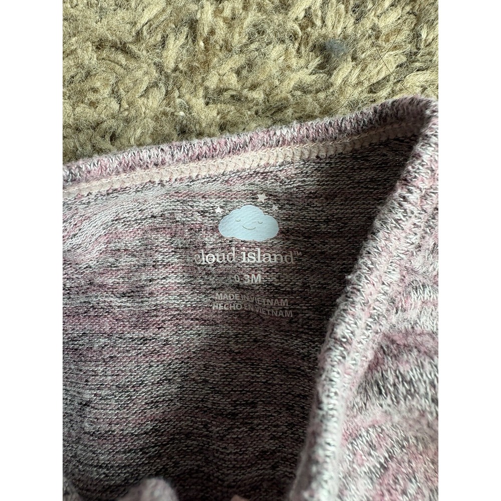 Cloud Island 0-3M Pink/Gray Cotton Blend Knit Heathered Long Sleeve Zip Coverall - Picture 3 of 4